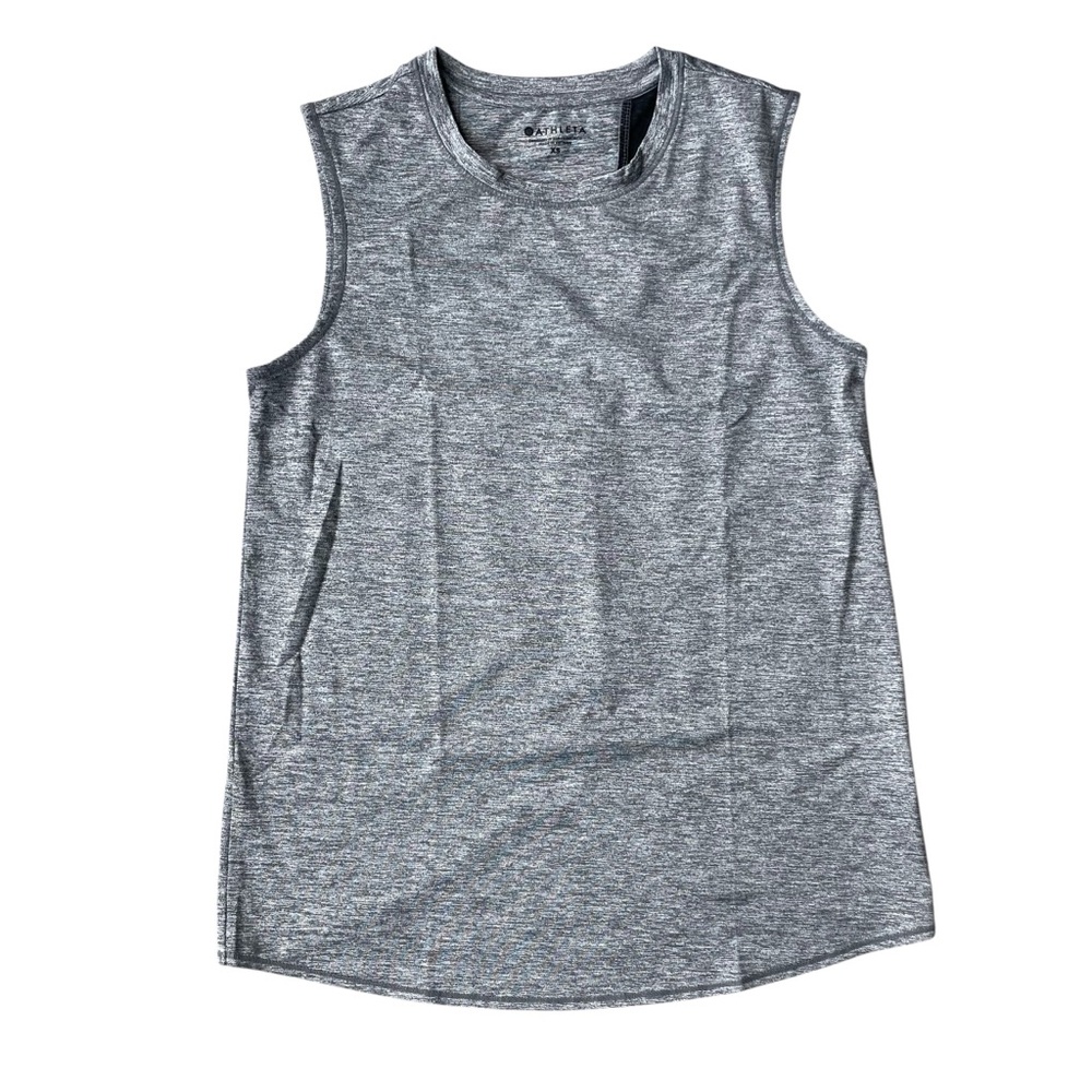 Athleta Tank Top Size XS Gray Heather Back Vent Sleeveless Tank